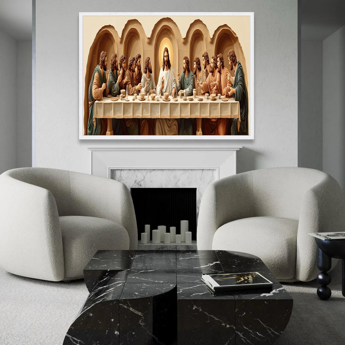The Last Supper Canvas Wall Art, Jesus and Apostles Painting, Religious Christian Home Decor, Inspirational Ready To Hang Decoration