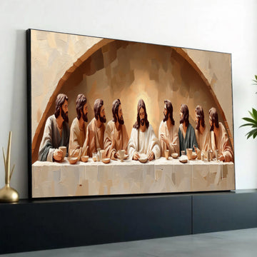 The Last Supper Canvas Wall Art, Religious Christian Painting, Jesus and Disciples, Spiritual Home Decor, Ready To Hang Decoration