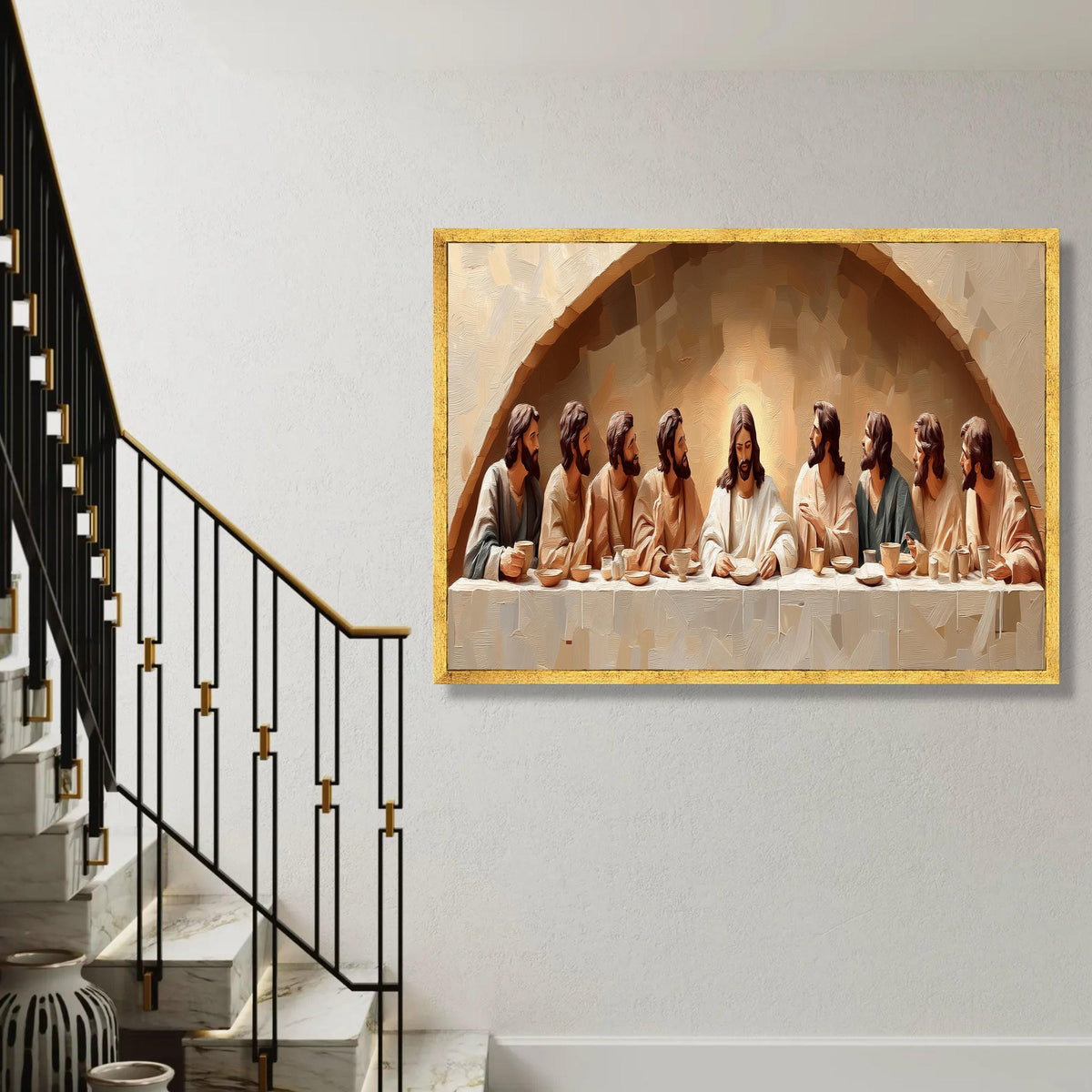 The Last Supper Canvas Wall Art, Religious Christian Painting, Jesus and Disciples, Spiritual Home Decor, Ready To Hang Decoration