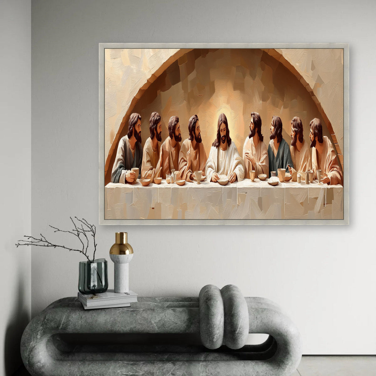 The Last Supper Canvas Wall Art, Religious Christian Painting, Jesus and Disciples, Spiritual Home Decor, Ready To Hang Decoration