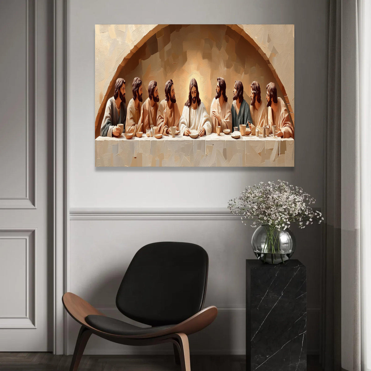 The Last Supper Canvas Wall Art, Religious Christian Painting, Jesus and Disciples, Spiritual Home Decor, Ready To Hang Decoration