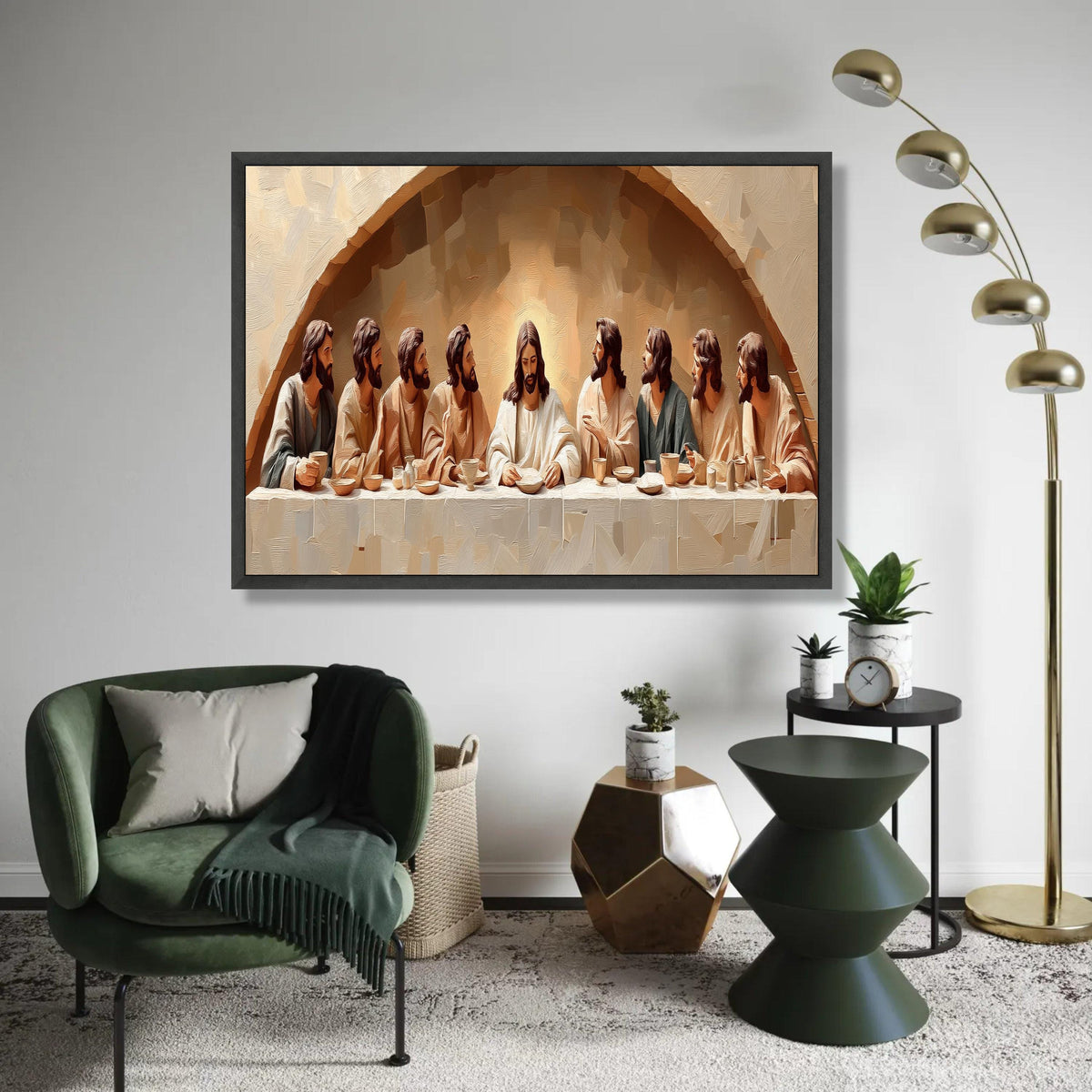 The Last Supper Canvas Wall Art, Religious Christian Painting, Jesus and Disciples, Spiritual Home Decor, Ready To Hang Decoration