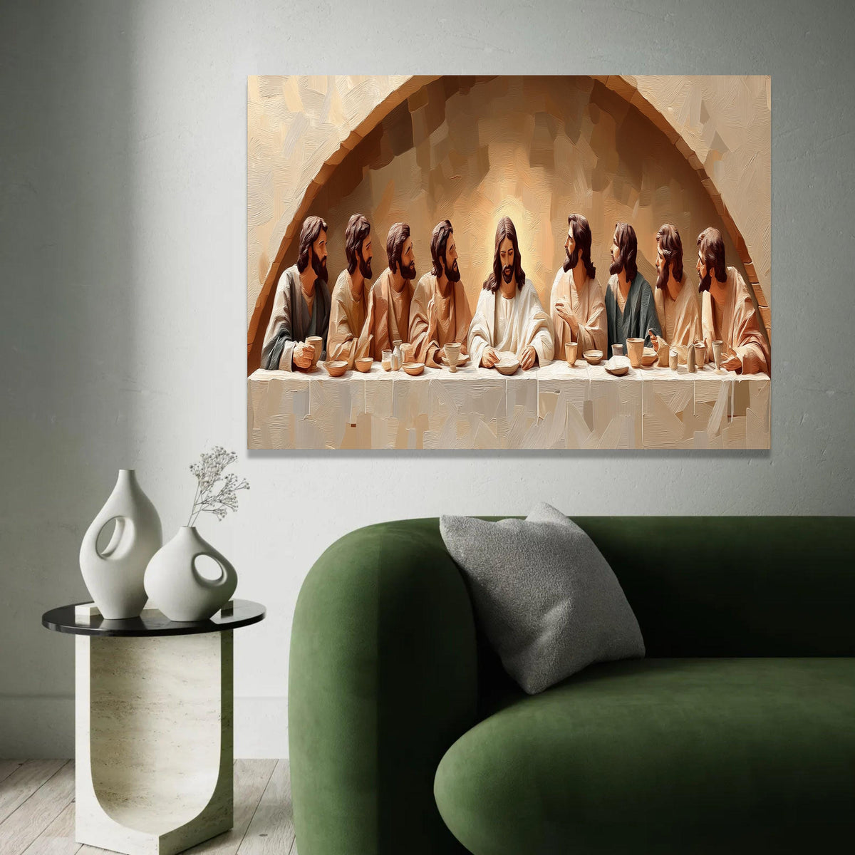 The Last Supper Canvas Wall Art, Religious Christian Painting, Jesus and Disciples, Spiritual Home Decor, Ready To Hang Decoration