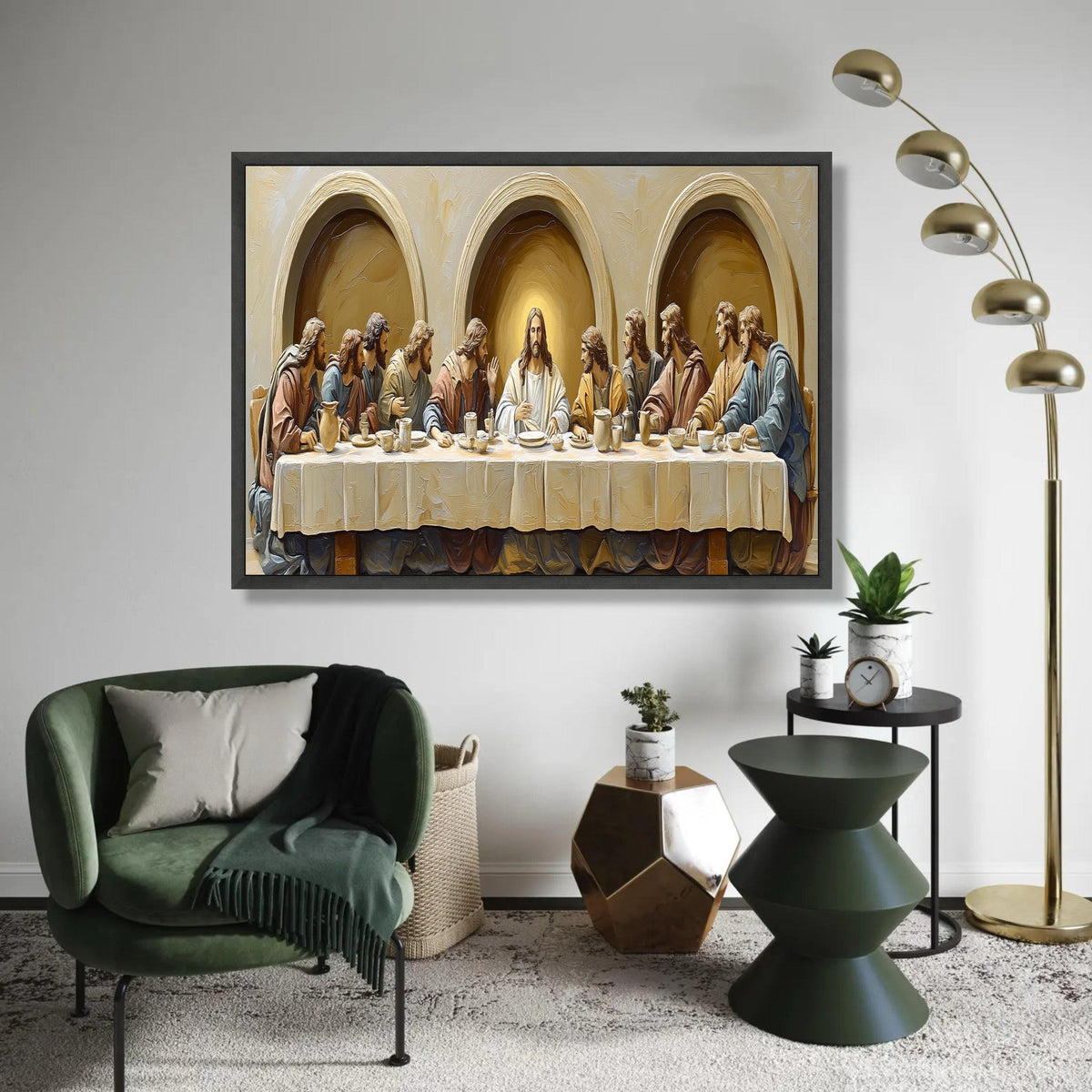 The Last Supper Canvas Wall Art, Jesus and Apostles Religious Painting, Christian Decor, Biblical Canvas Print, Ready To Hang Decoration
