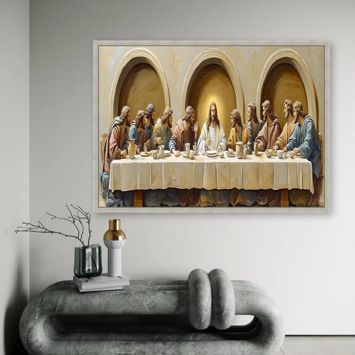 The Last Supper Canvas Wall Art, Jesus and Apostles Religious Painting, Christian Decor, Biblical Canvas Print, Ready To Hang Decoration