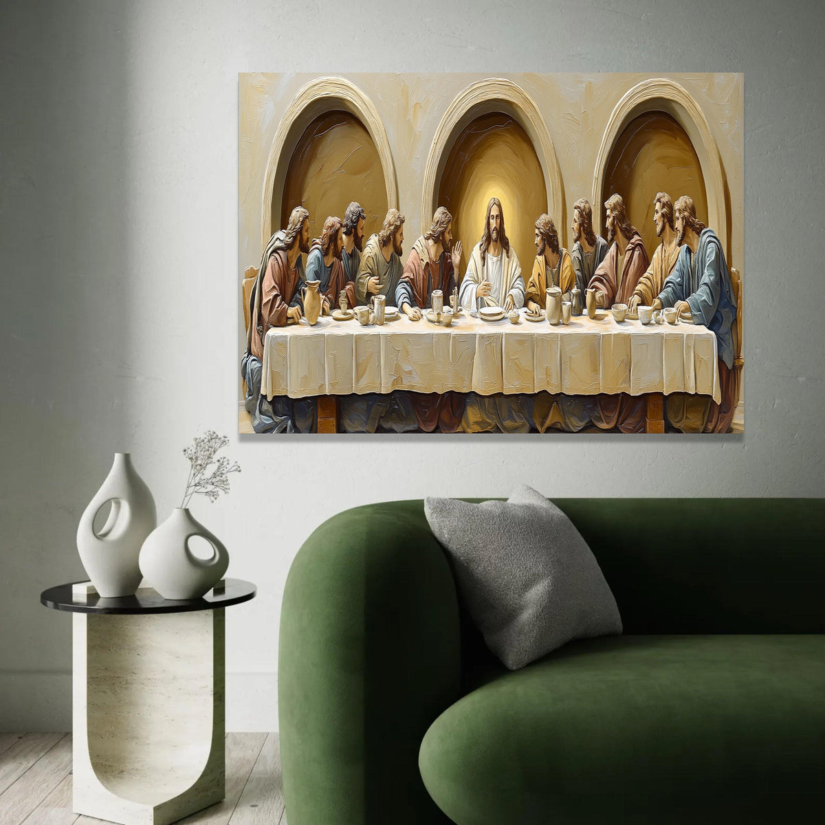 The Last Supper Canvas Wall Art, Jesus and Apostles Religious Painting, Christian Decor, Biblical Canvas Print, Ready To Hang Decoration