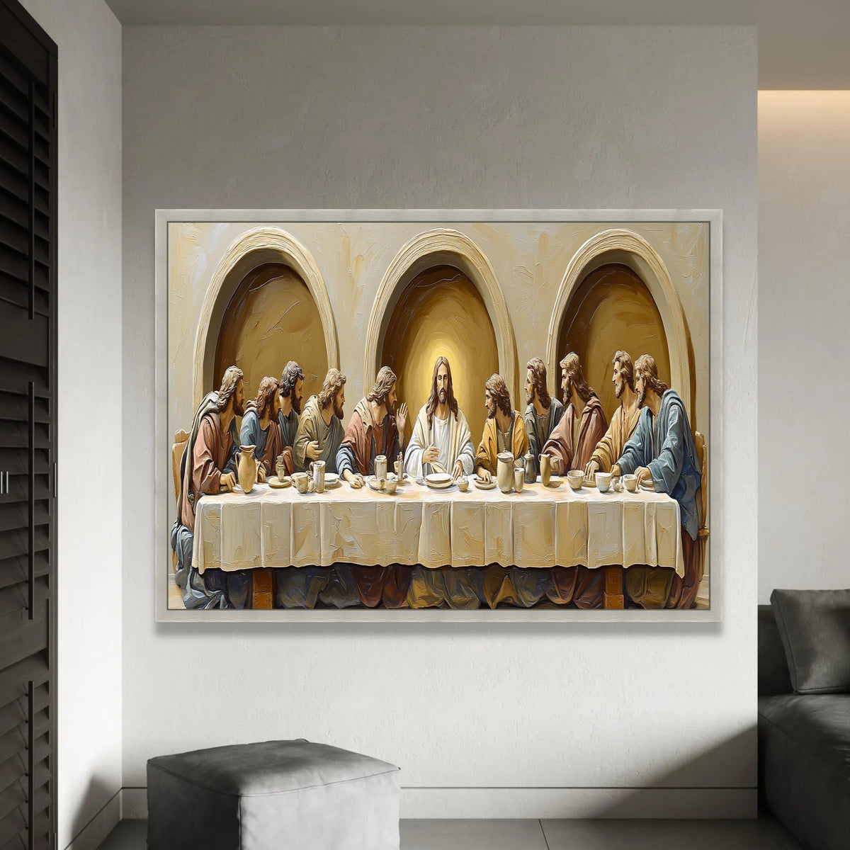 The Last Supper Canvas Wall Art, Jesus and Apostles Religious Painting, Christian Decor, Biblical Canvas Print, Ready To Hang Decoration