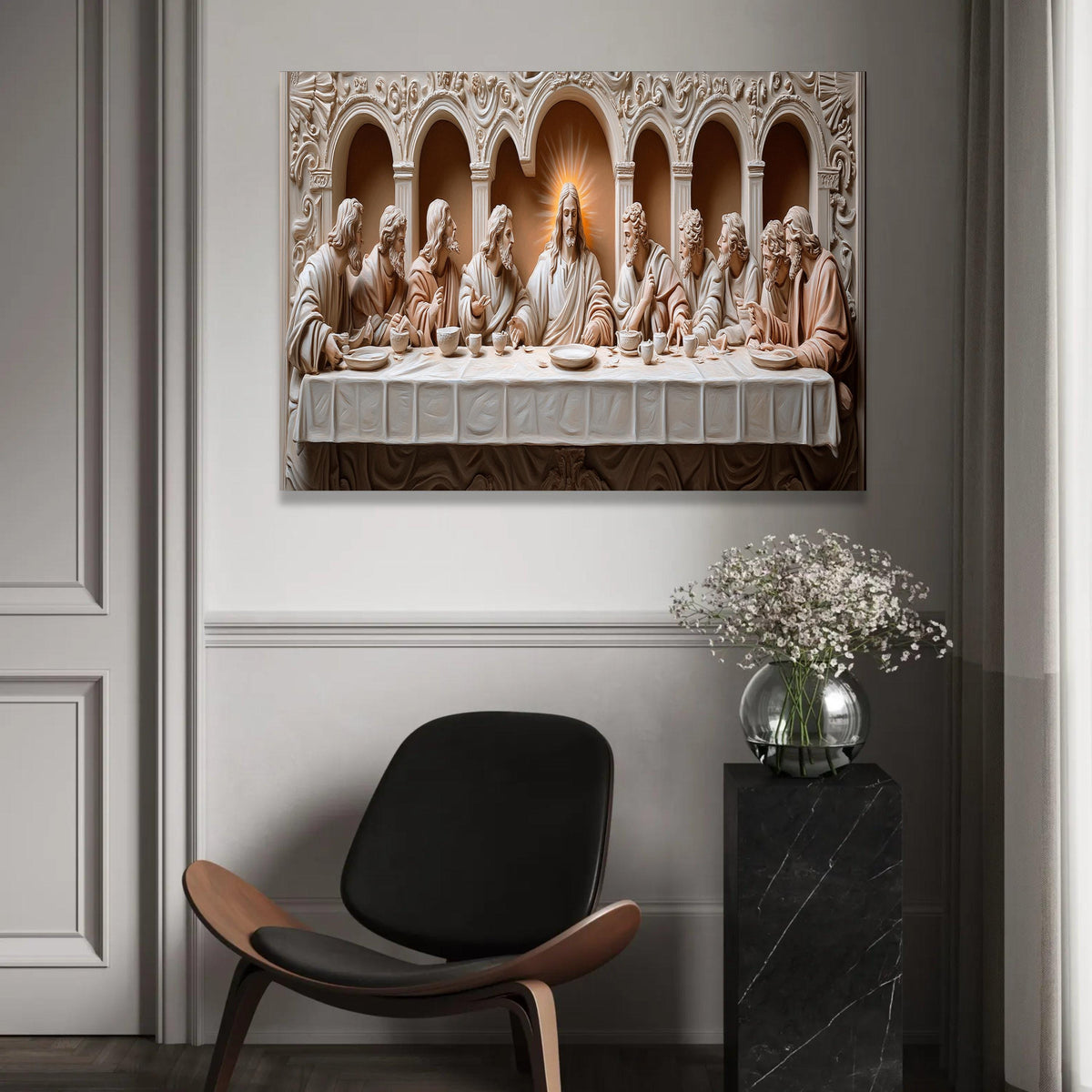 The Last Supper Canvas Wall Art, Religious Christian Decor, Jesus and Apostles Painting, Biblical Wall Art, Ready To Hang Decoration