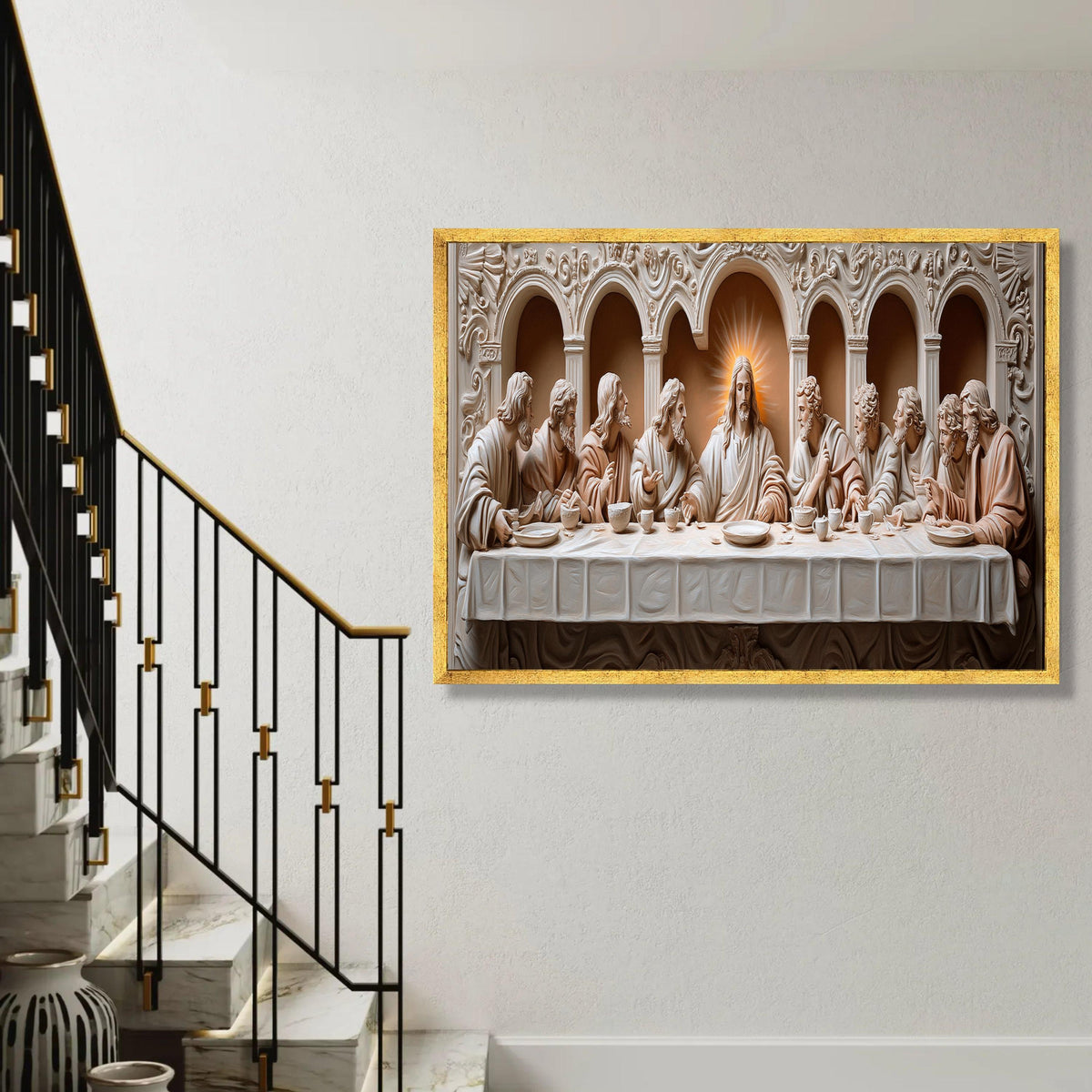 The Last Supper Canvas Wall Art, Religious Christian Decor, Jesus and Apostles Painting, Biblical Wall Art, Ready To Hang Decoration
