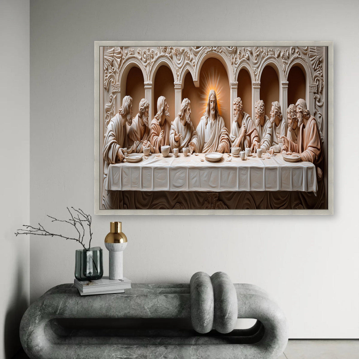 The Last Supper Canvas Wall Art, Religious Christian Decor, Jesus and Apostles Painting, Biblical Wall Art, Ready To Hang Decoration