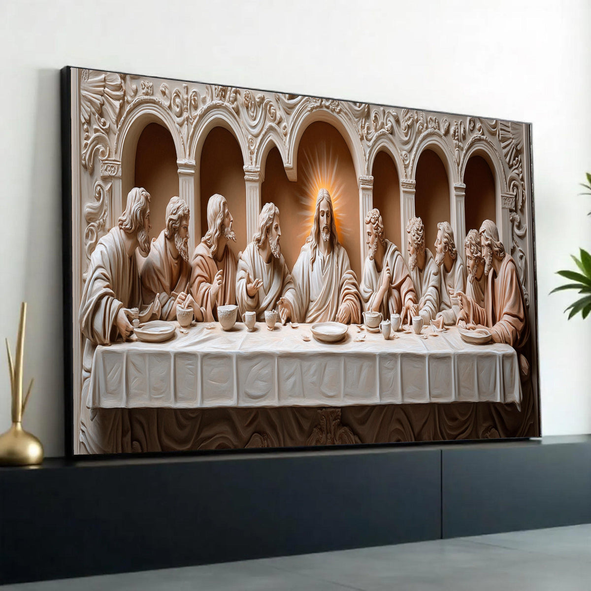 The Last Supper Canvas Wall Art, Religious Christian Decor, Jesus and Apostles Painting, Biblical Wall Art, Ready To Hang Decoration