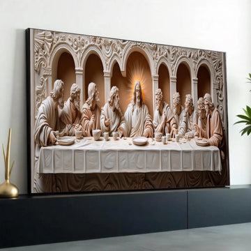 The Last Supper Canvas Wall Art, Religious Christian Decor, Jesus and Apostles Painting, Biblical Wall Art, Ready To Hang Decoration