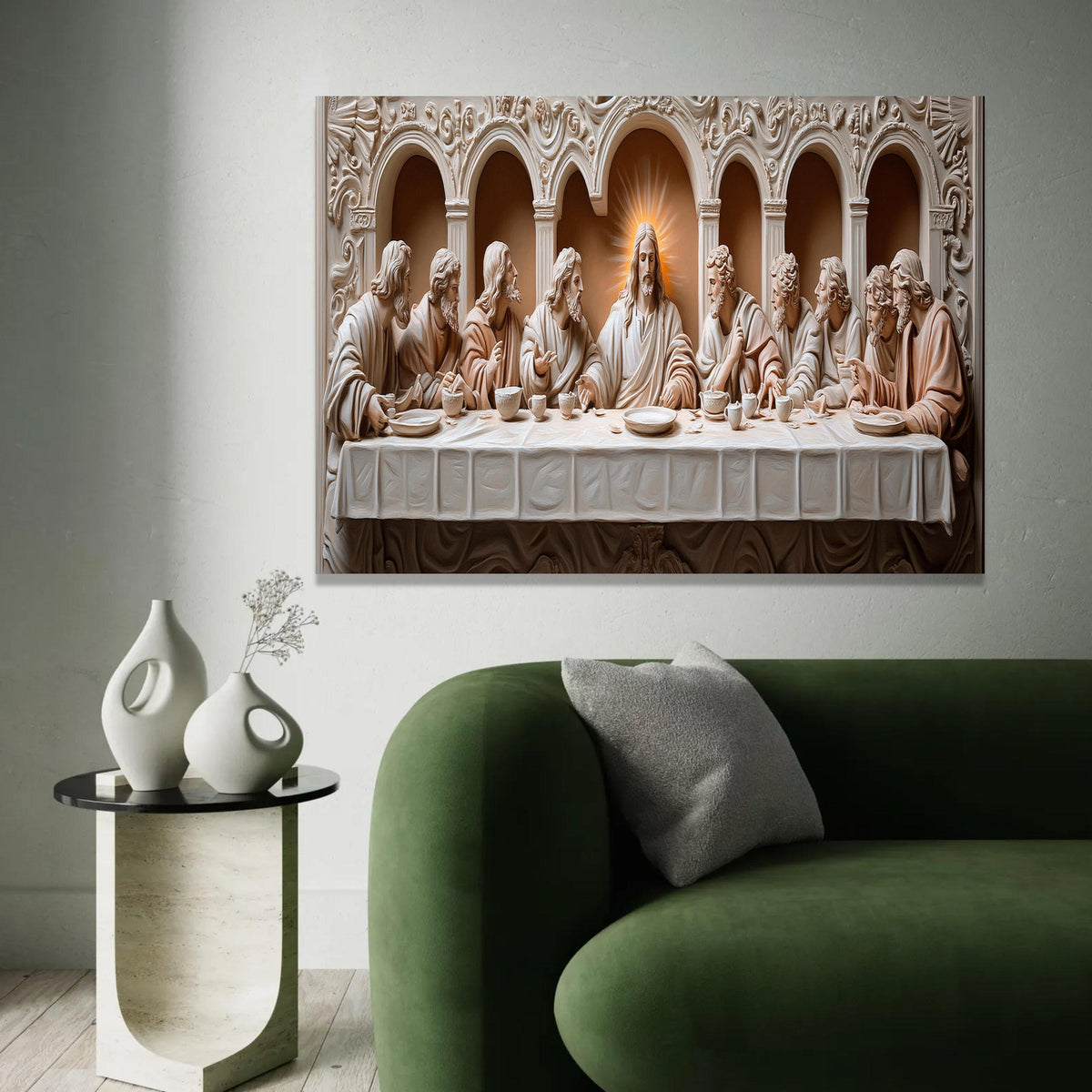 The Last Supper Canvas Wall Art, Religious Christian Decor, Jesus and Apostles Painting, Biblical Wall Art, Ready To Hang Decoration