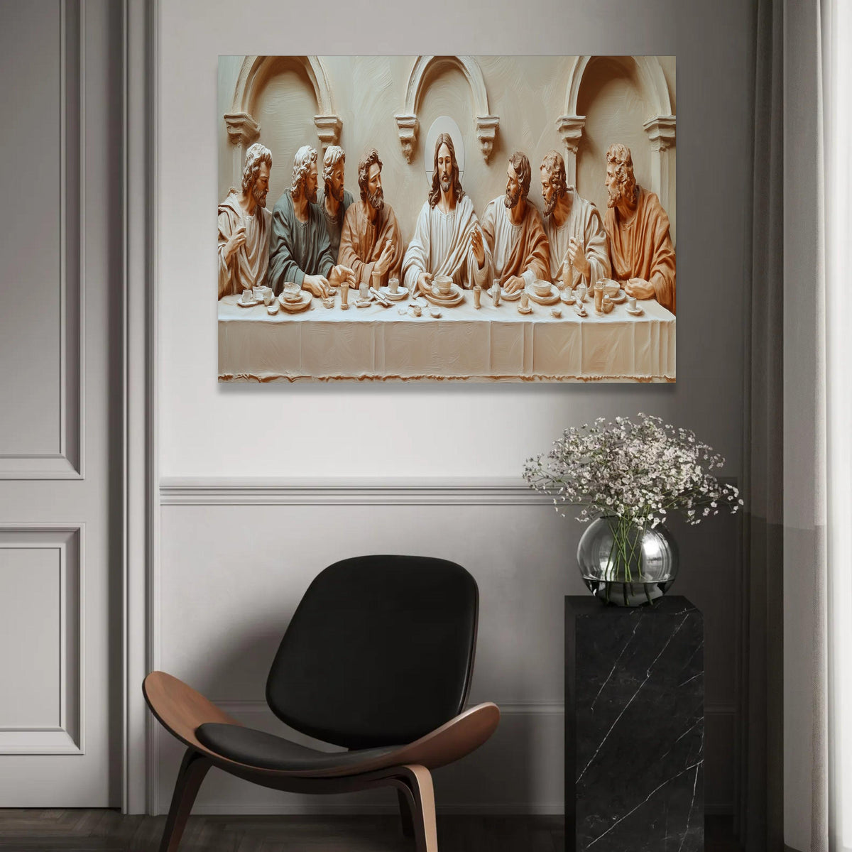 The Last Supper Canvas Wall Art, Religious Christian Painting, Jesus and Apostles, Biblical Decor, Spiritual Wall Ready To Hang Decoration