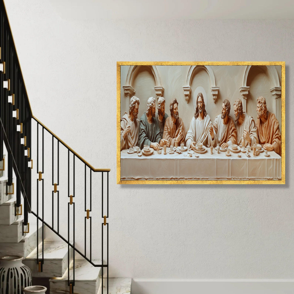 The Last Supper Canvas Wall Art, Religious Christian Painting, Jesus and Apostles, Biblical Decor, Spiritual Wall Ready To Hang Decoration
