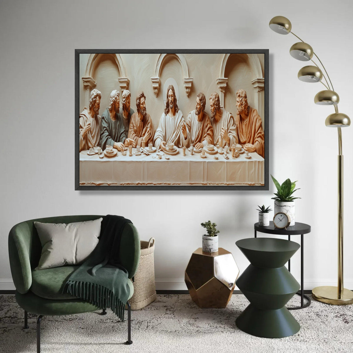 The Last Supper Canvas Wall Art, Religious Christian Painting, Jesus and Apostles, Biblical Decor, Spiritual Wall Ready To Hang Decoration