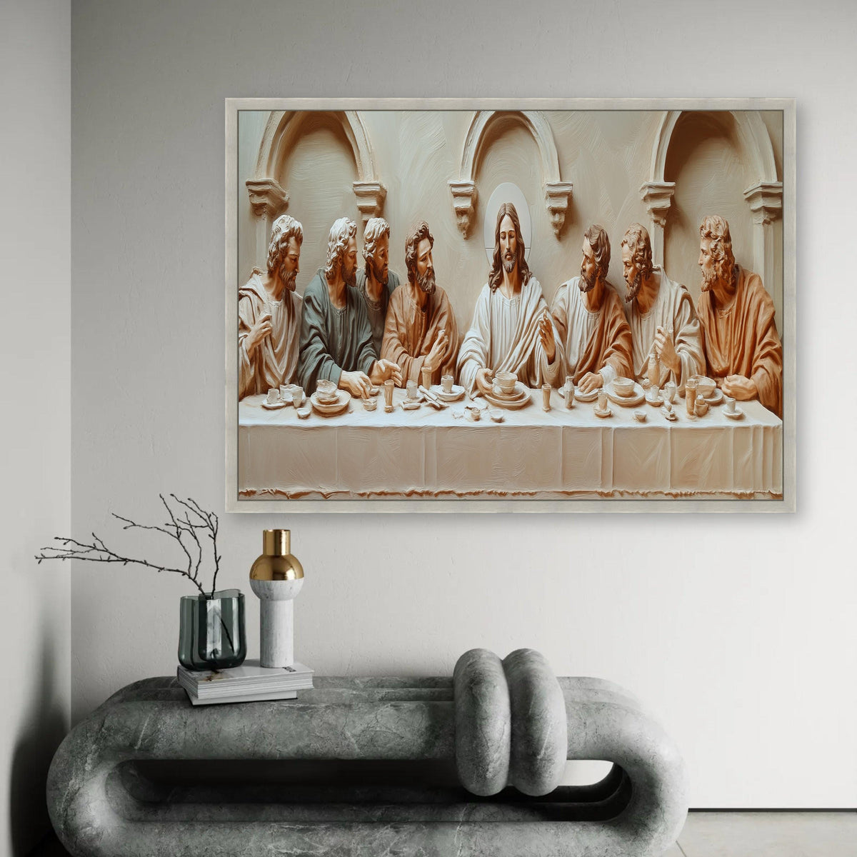 The Last Supper Canvas Wall Art, Religious Christian Painting, Jesus and Apostles, Biblical Decor, Spiritual Wall Ready To Hang Decoration