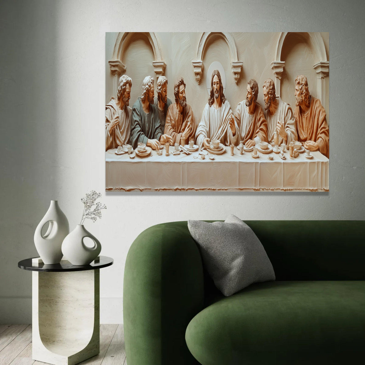 The Last Supper Canvas Wall Art, Religious Christian Painting, Jesus and Apostles, Biblical Decor, Spiritual Wall Ready To Hang Decoration