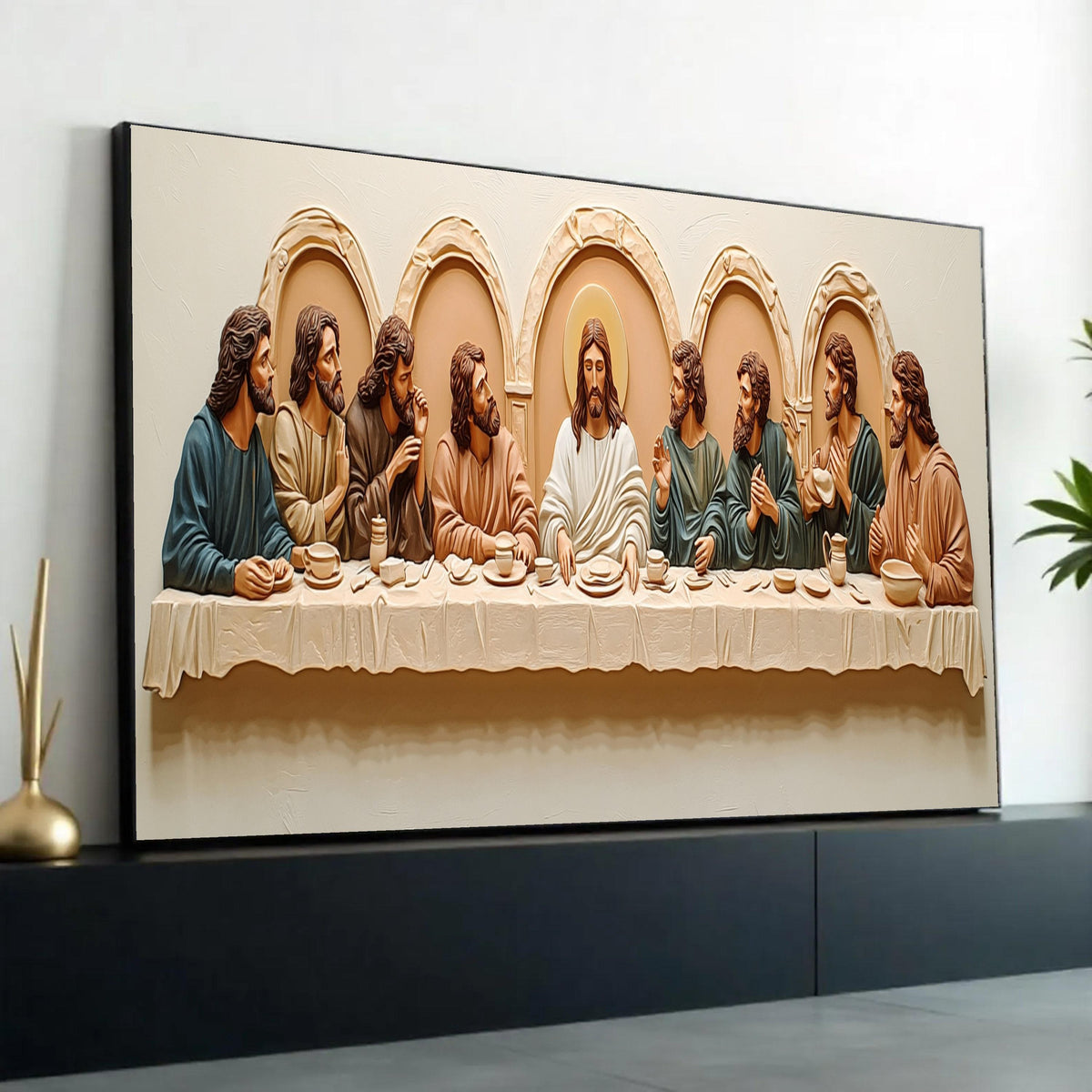 The Last Supper Canvas Wall Art, Religious Jesus Christ Painting, Christian Decor, Biblical Scripture Canvas, Ready To Hang Decoration