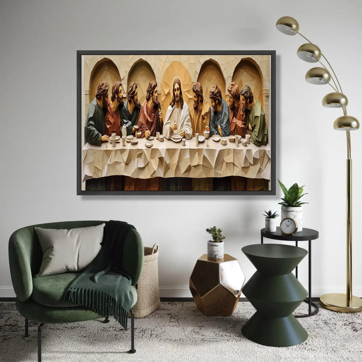 The Last Supper Religious Canvas Wall Art, Jesus and Disciples Painting, Christian Spiritual Decor, Biblical Wall Ready To Hang Decoration