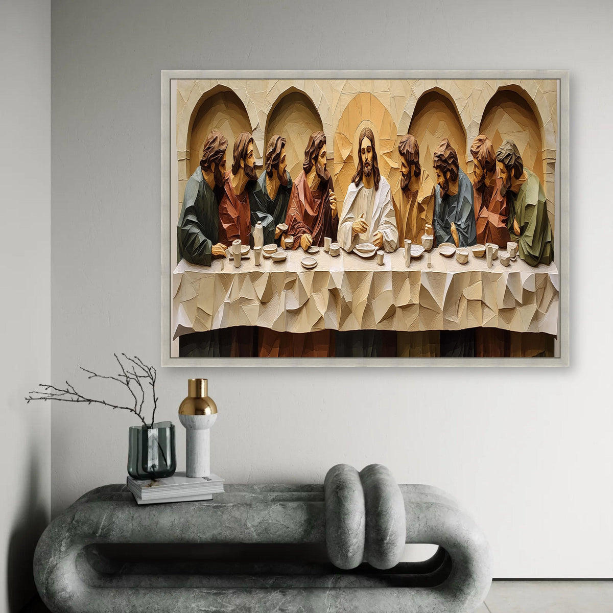 The Last Supper Religious Canvas Wall Art, Jesus and Disciples Painting, Christian Spiritual Decor, Biblical Wall Ready To Hang Decoration