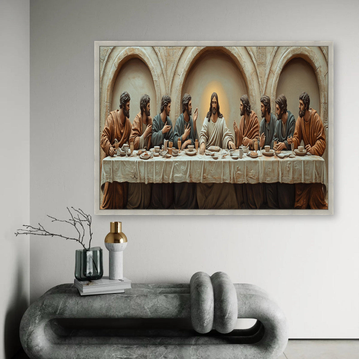 The Last Supper Canvas Wall Art, Religious Jesus Christ Painting, Christian Biblical Decor, Spiritual Home Ready To Hang Decoration