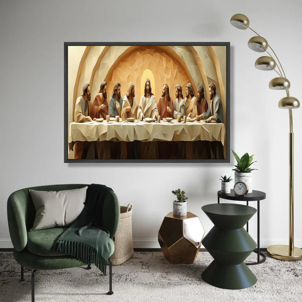 The Last Supper Canvas Wall Art, Religious Christian Painting, Jesus and Disciples Decor, Spiritual Home Ready To Hang Decoration
