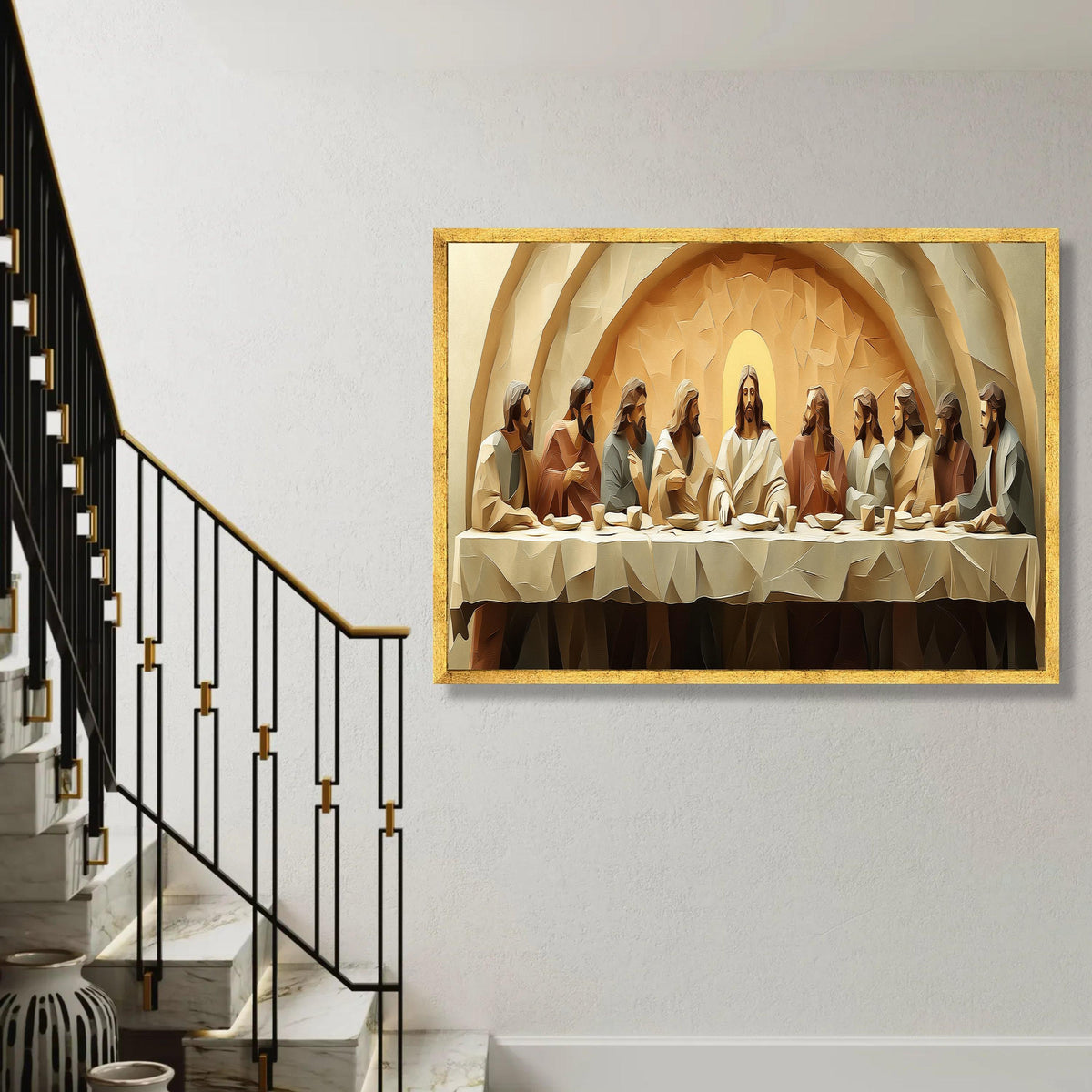 The Last Supper Canvas Wall Art, Religious Christian Painting, Jesus and Disciples Decor, Spiritual Home Ready To Hang Decoration