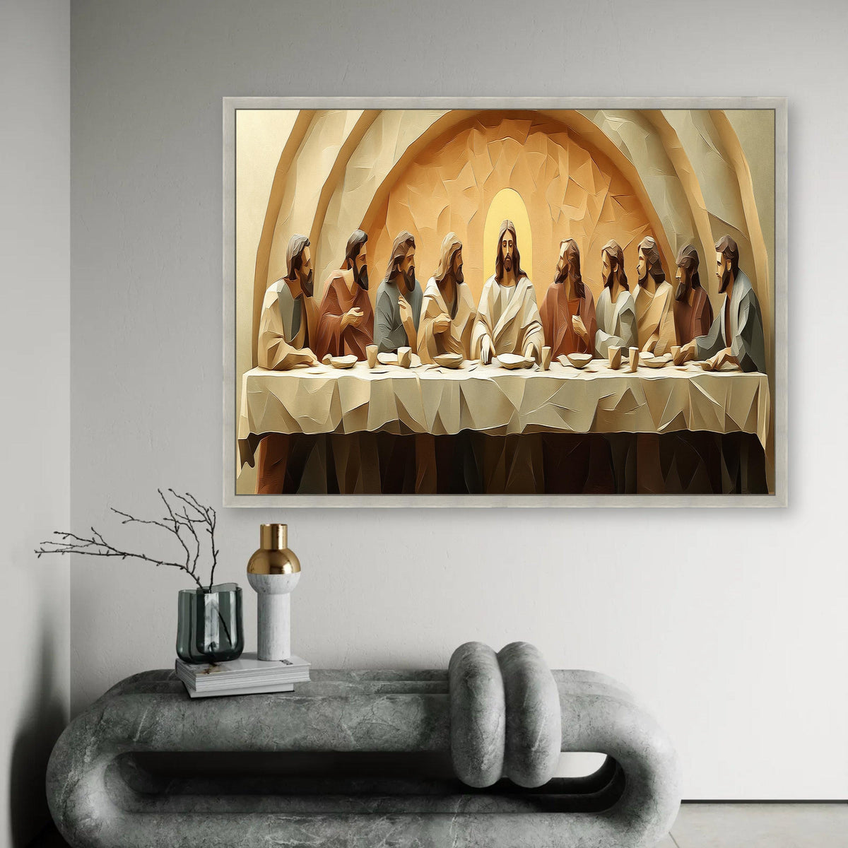 The Last Supper Canvas Wall Art, Religious Christian Painting, Jesus and Disciples Decor, Spiritual Home Ready To Hang Decoration