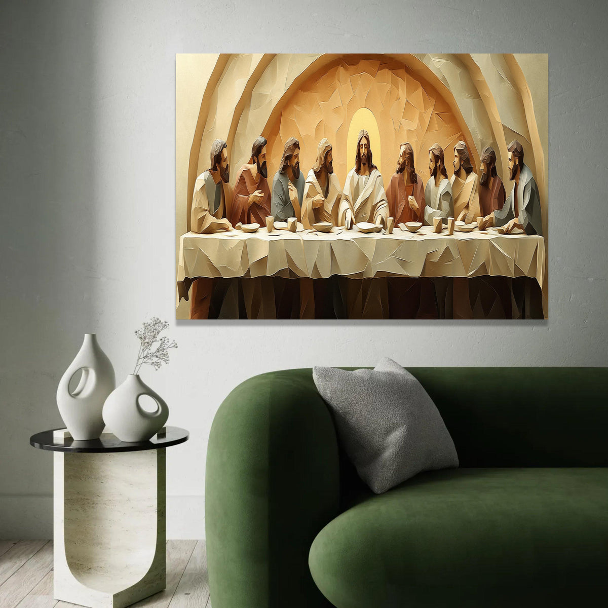The Last Supper Canvas Wall Art, Religious Christian Painting, Jesus and Disciples Decor, Spiritual Home Ready To Hang Decoration