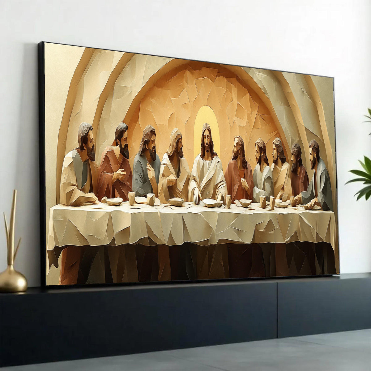 The Last Supper Canvas Wall Art, Religious Christian Painting, Jesus and Disciples Decor, Spiritual Home Ready To Hang Decoration