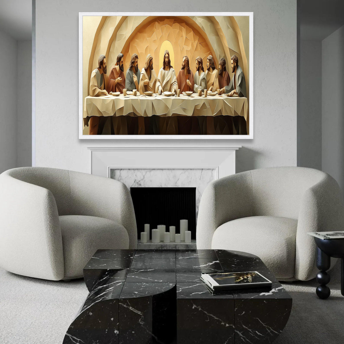 The Last Supper Canvas Wall Art, Religious Christian Painting, Jesus and Disciples Decor, Spiritual Home Ready To Hang Decoration