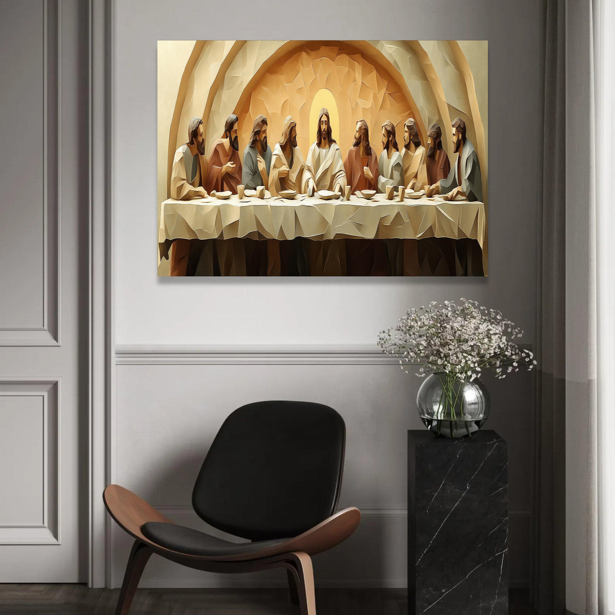 The Last Supper Canvas Wall Art, Religious Christian Painting, Jesus and Disciples Decor, Spiritual Home Ready To Hang Decoration