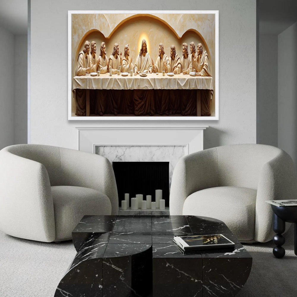 The Last Supper Canvas Wall Art, Religious Christian Decor, Jesus and Disciples Painting, Spiritual Home Ready To Hang Decoration