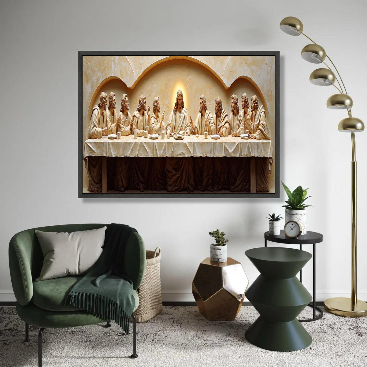 The Last Supper Canvas Wall Art, Religious Christian Decor, Jesus and Disciples Painting, Spiritual Home Ready To Hang Decoration