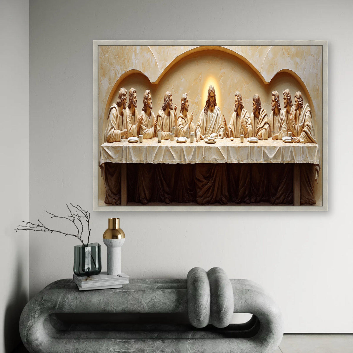 The Last Supper Canvas Wall Art, Religious Christian Decor, Jesus and Disciples Painting, Spiritual Home Ready To Hang Decoration