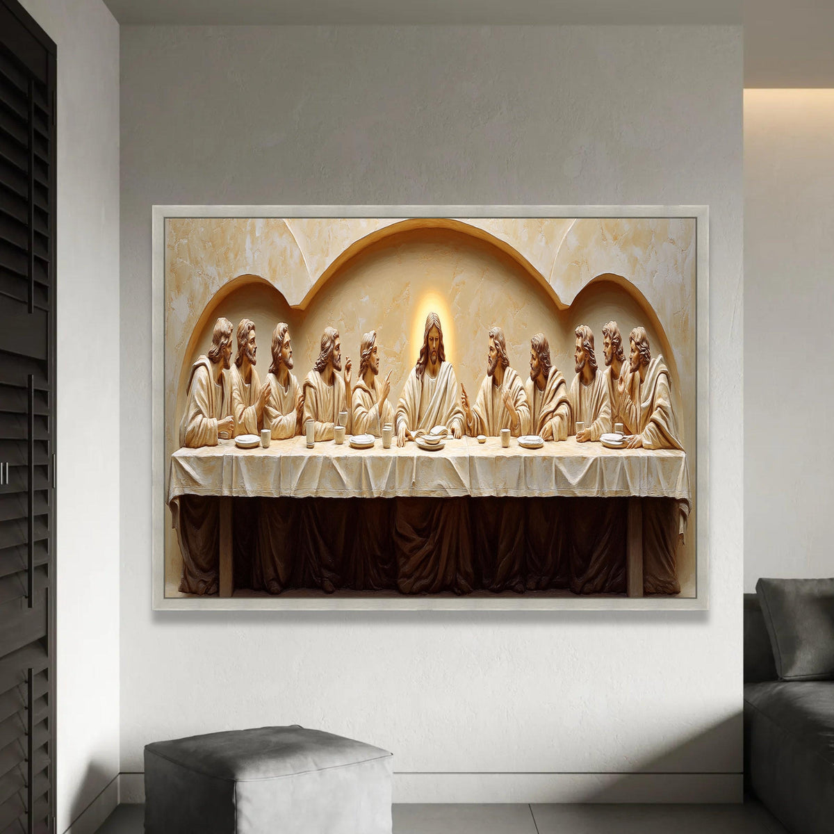 The Last Supper Canvas Wall Art, Religious Christian Decor, Jesus and Disciples Painting, Spiritual Home Ready To Hang Decoration