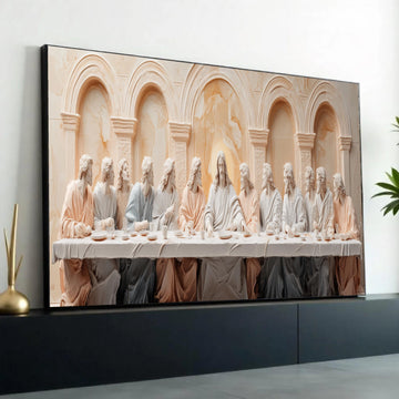The Last Supper Sculpture Canvas, Religious Wall Art, Jesus and Disciples, Christian Home Decor, Biblical Artwork, Ready To Hang Decoration