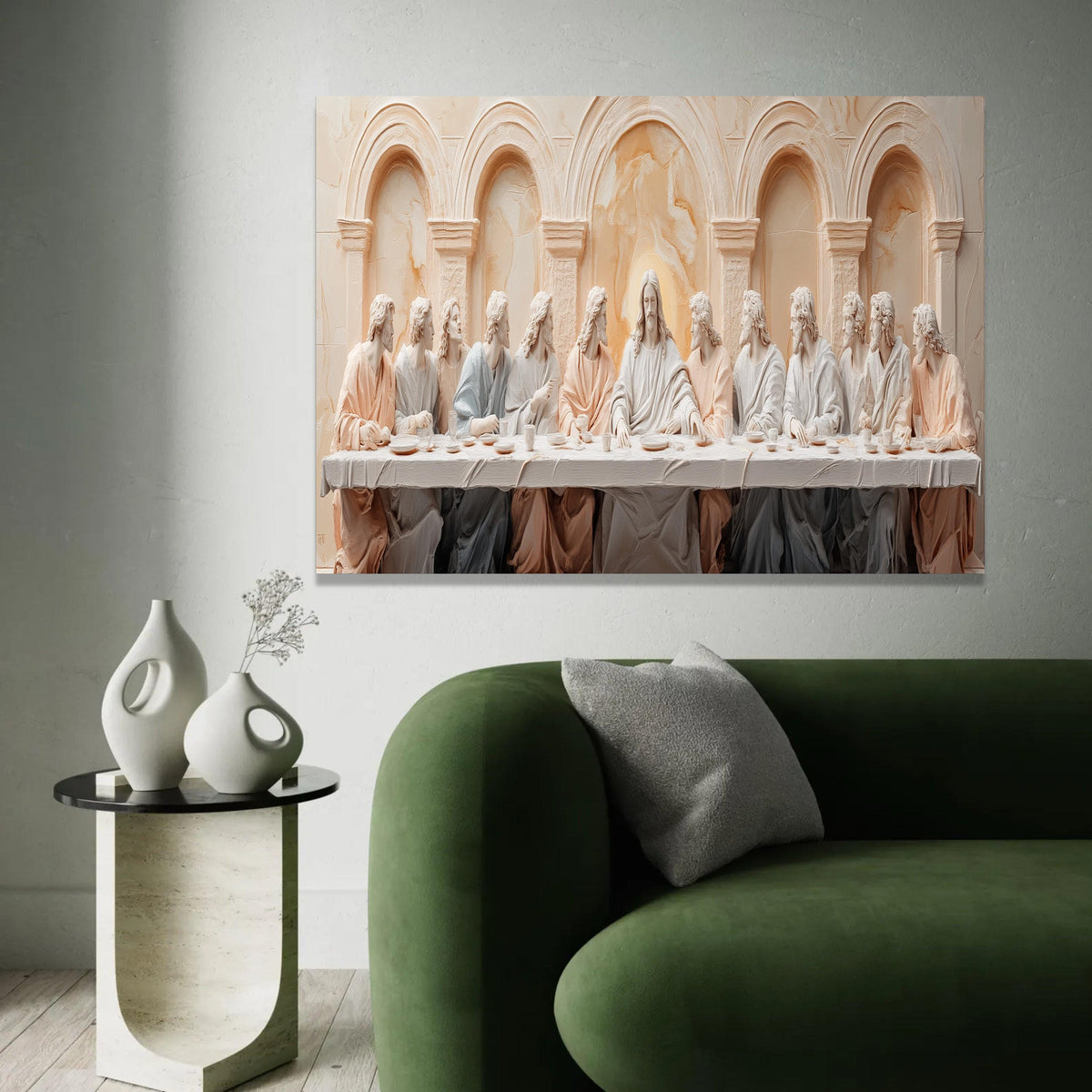 The Last Supper Sculpture Canvas, Religious Wall Art, Jesus and Disciples, Christian Home Decor, Biblical Artwork, Ready To Hang Decoration