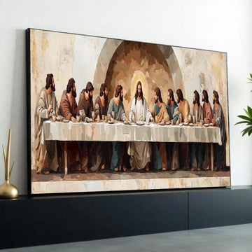The Last Supper Canvas Wall Art, Religious Christian Painting, Jesus and Apostles Artwork, Biblical Scene Decor, Ready To Hang Decoration