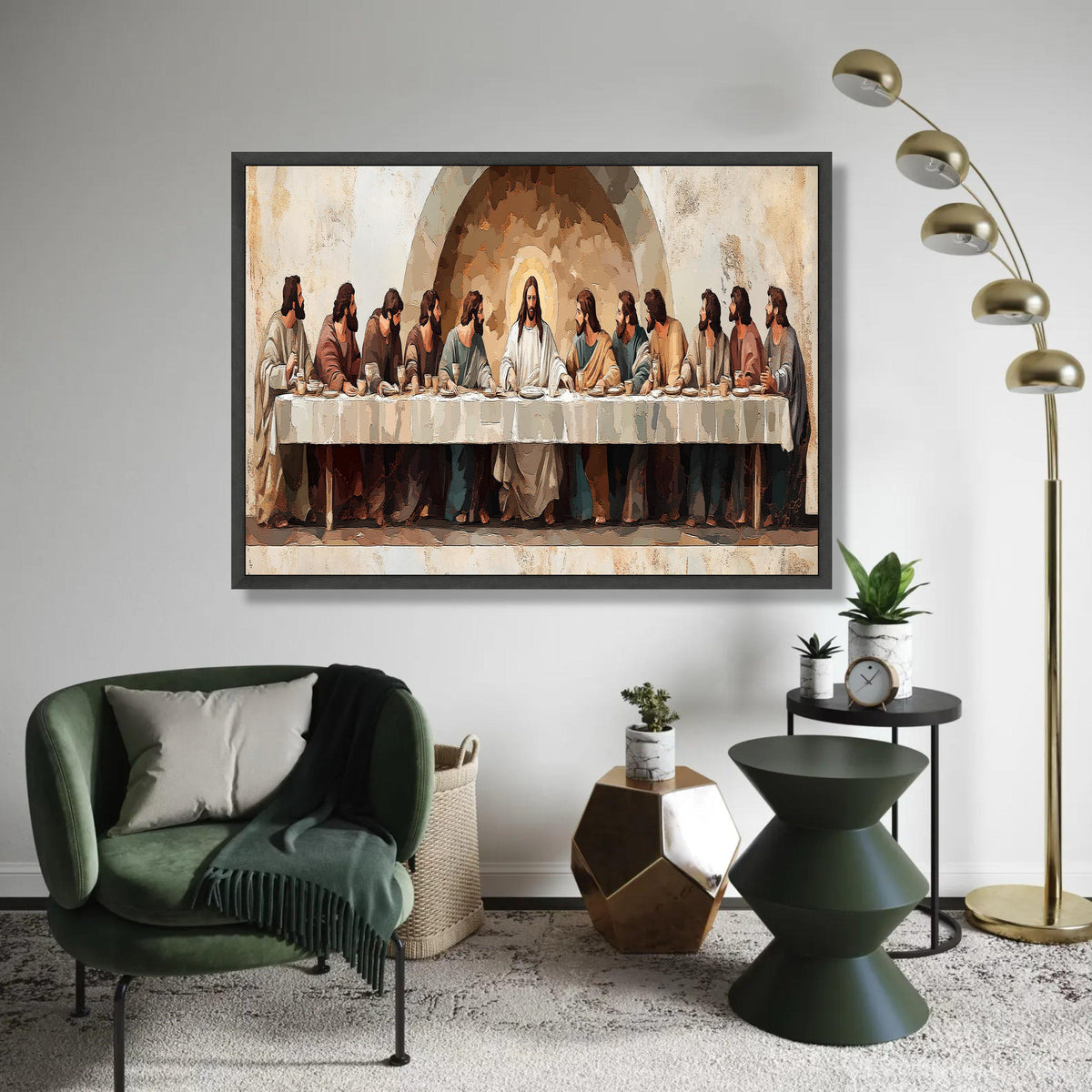 The Last Supper Canvas Wall Art, Religious Christian Painting, Jesus and Apostles Artwork, Biblical Scene Decor, Ready To Hang Decoration