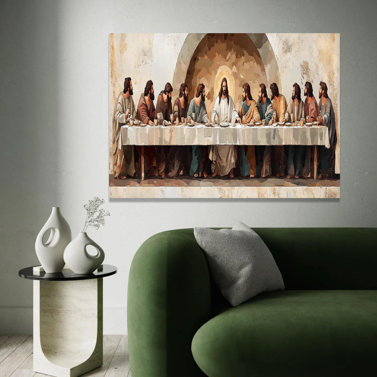 The Last Supper Canvas Wall Art, Religious Christian Painting, Jesus and Apostles Artwork, Biblical Scene Decor, Ready To Hang Decoration
