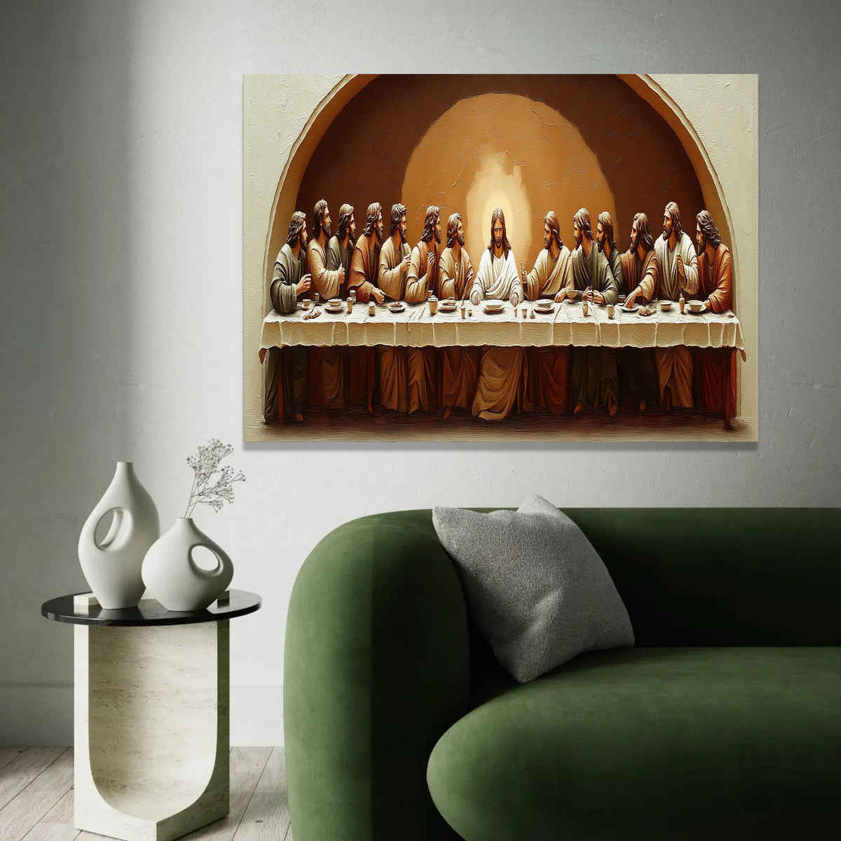 The Last Supper Canvas Wall Art, Jesus and Disciples Painting, Religious Christian Decor, Biblical Scene Canvas, Ready To Hang Decoration