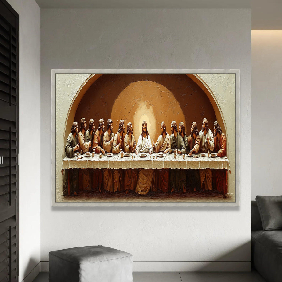 The Last Supper Canvas Wall Art, Jesus and Disciples Painting, Religious Christian Decor, Biblical Scene Canvas, Ready To Hang Decoration
