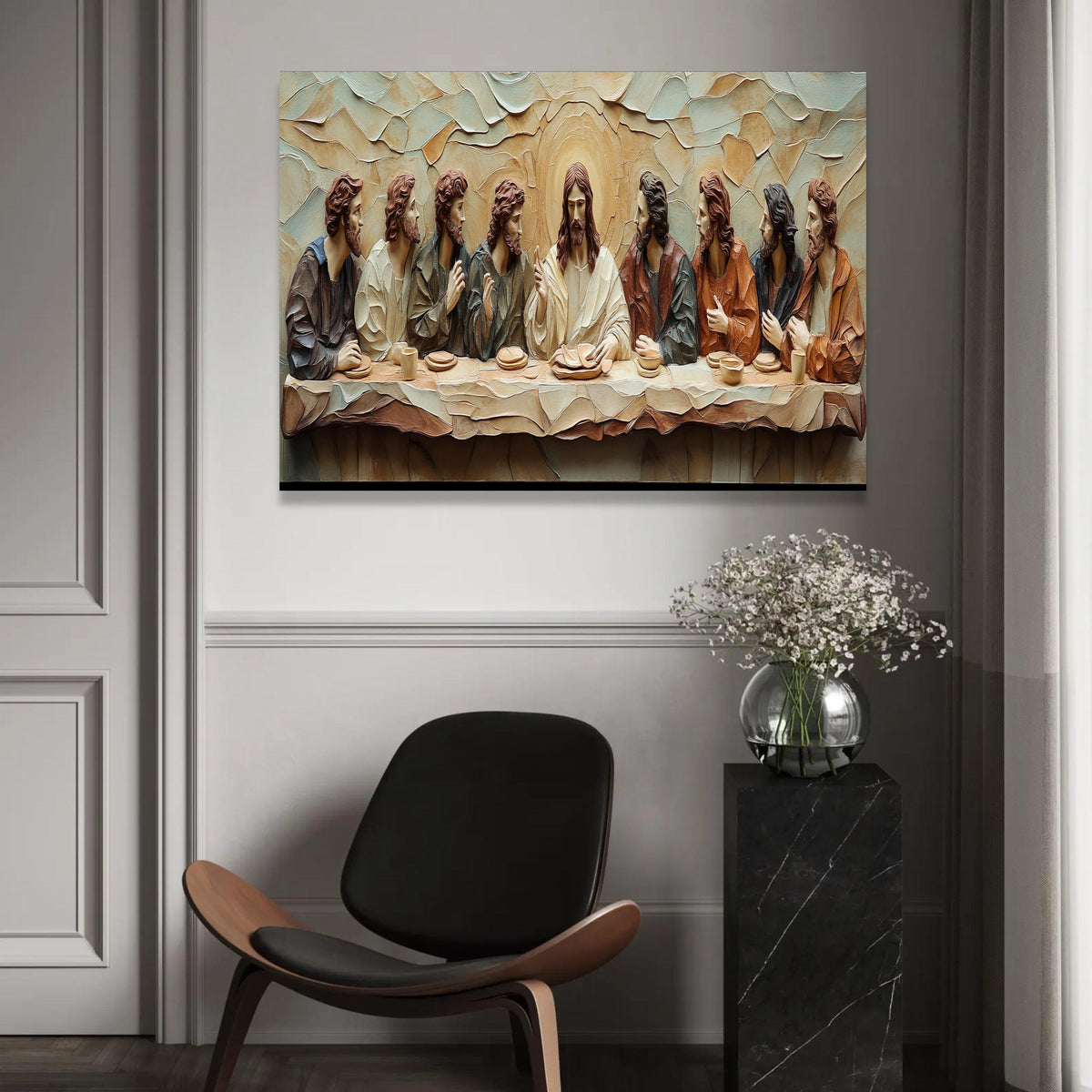The Last Supper Canvas Wall Art, Religious Christian Decor, Jesus and Disciples, Spiritual Home Decoration, Ready To Hang Decoration