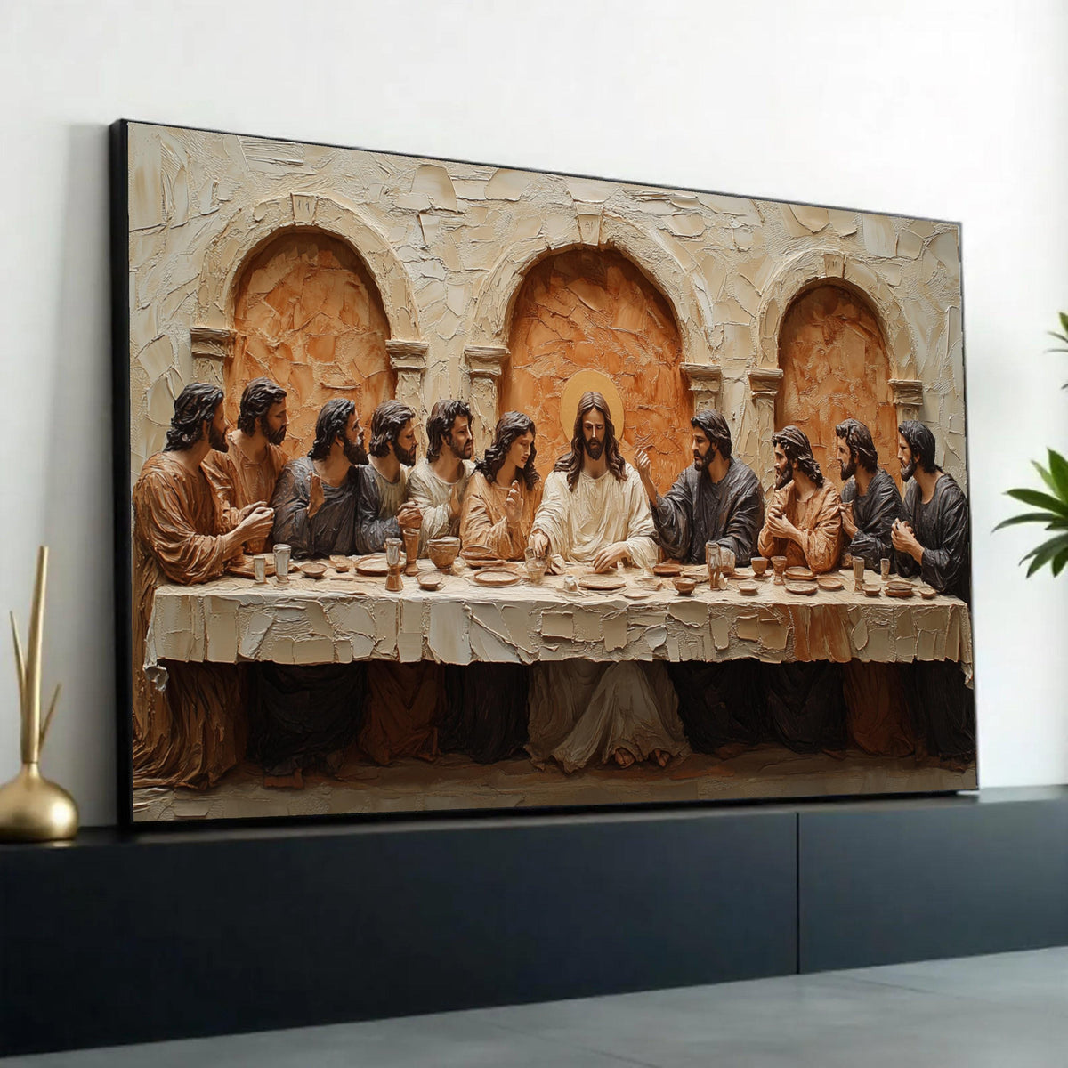 The Last Supper Wall Art Canvas, Religious Christian Decor, Jesus and Disciples Painting, Biblical Scene Canvas, Ready To Hang Decoration