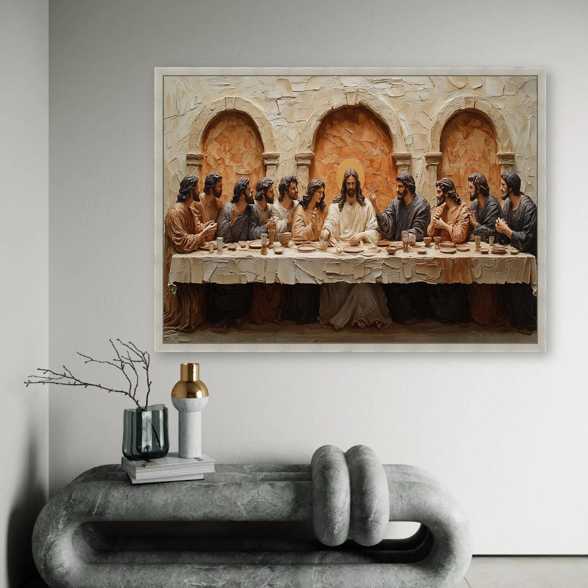 The Last Supper Wall Art Canvas, Religious Christian Decor, Jesus and Disciples Painting, Biblical Scene Canvas, Ready To Hang Decoration