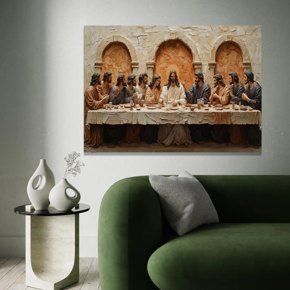 The Last Supper Wall Art Canvas, Religious Christian Decor, Jesus and Disciples Painting, Biblical Scene Canvas, Ready To Hang Decoration