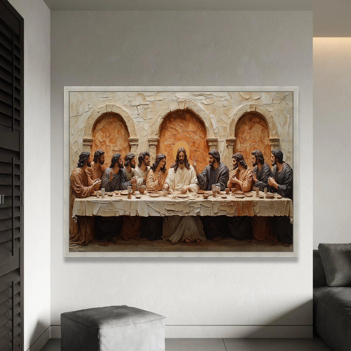 The Last Supper Wall Art Canvas, Religious Christian Decor, Jesus and Disciples Painting, Biblical Scene Canvas, Ready To Hang Decoration