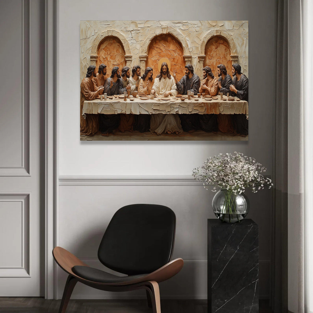 The Last Supper Wall Art Canvas, Religious Christian Decor, Jesus and Disciples Painting, Biblical Scene Canvas, Ready To Hang Decoration